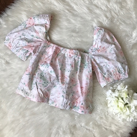 H&M Floral Puff Sleeve Top NWT - Picture 2 of 7